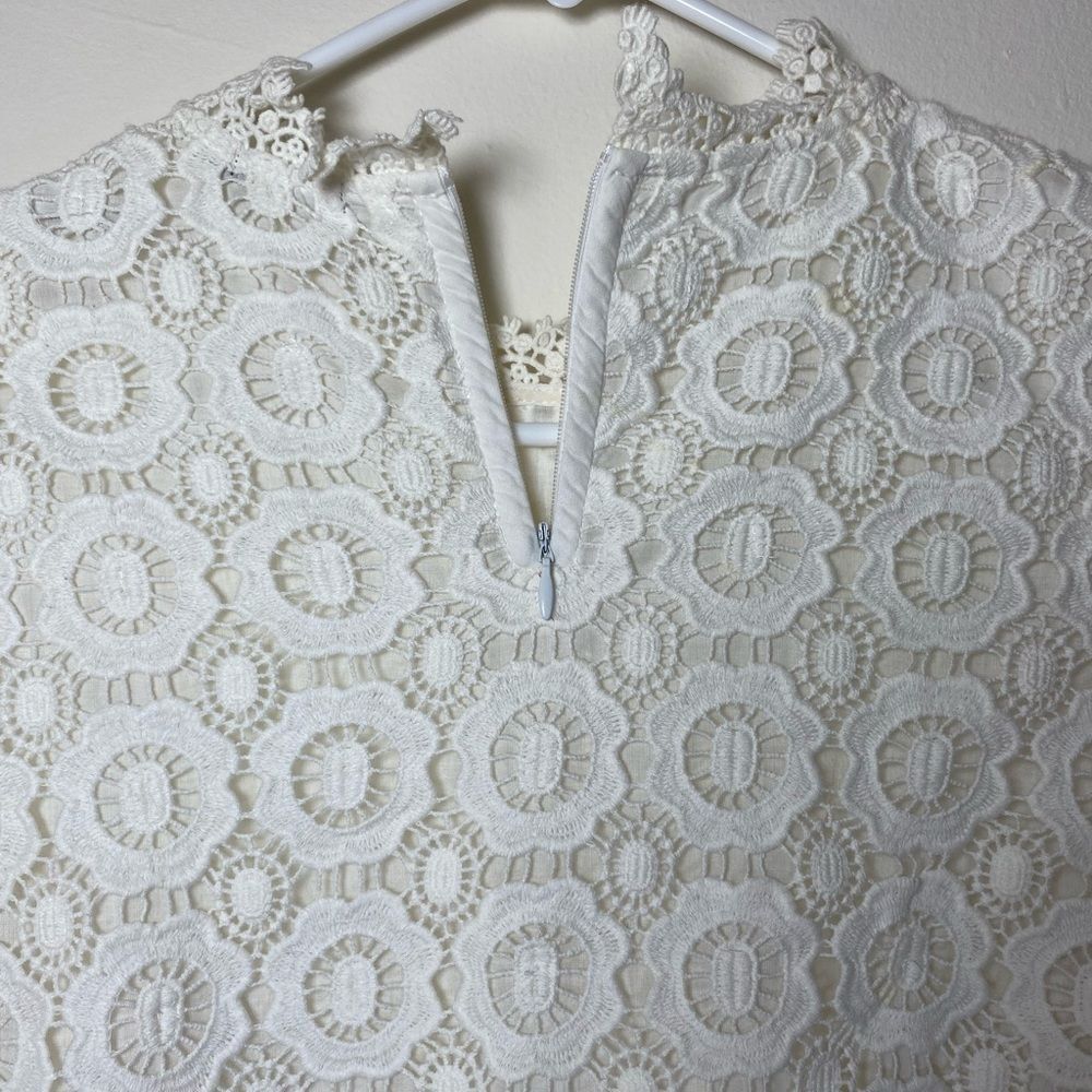 J. McLaughlin Loni Floral Eyelet Crochet Long Sleeve Blouse White Sz XS - Picture 9 of 11